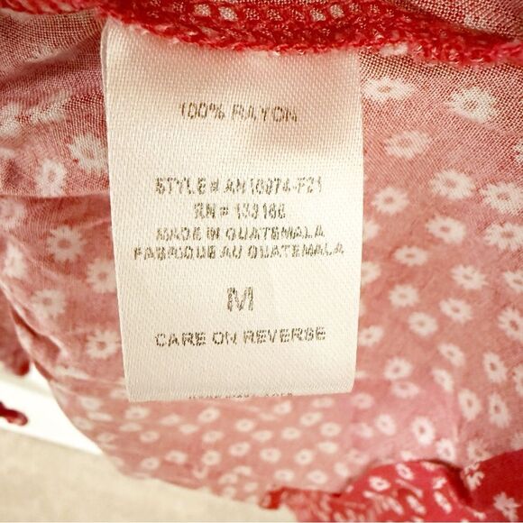 Altar’d State Red Floral Peplum Ruched Long Sleeve Top Size M - Picture 4 of 4